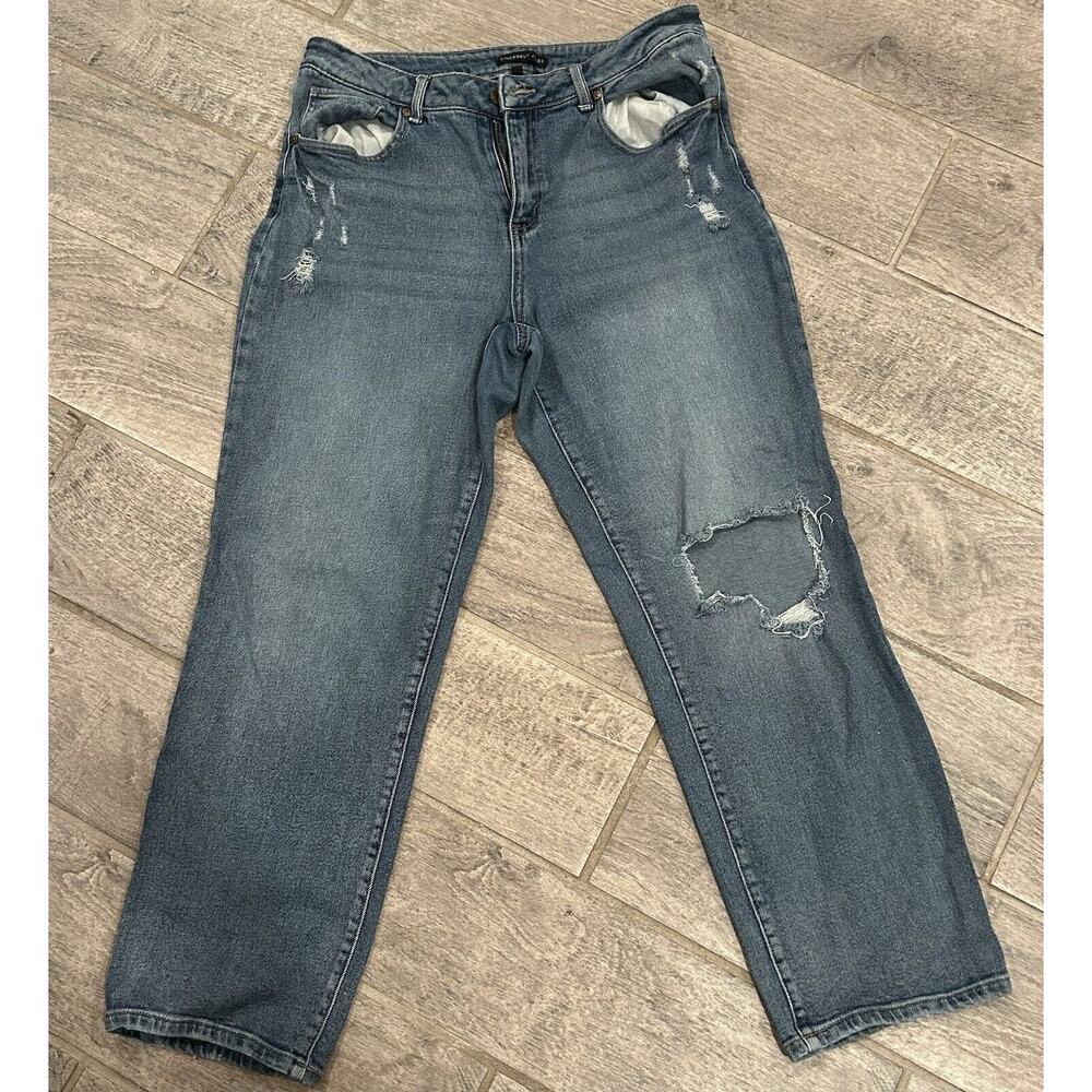 Sincerely Jules Jeans Women's Size 9 Straight Distressed Mid Rise Denim holy j
